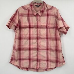 Eddie Bauer Women's XL Pink Plaid Short Sleeve Button Up Shirt
